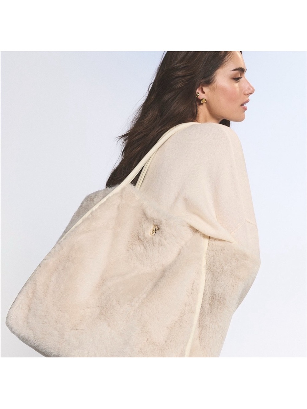 Victoria's Secret Cream Faux-Fur Tote Bag - Picture 2 of 4